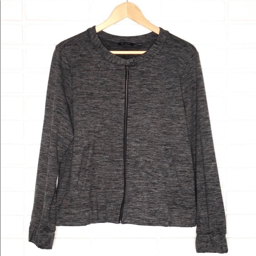 H by Halston | Heathered Grey/Grey Zip-Up Jacket